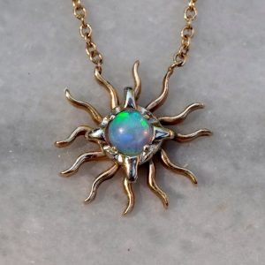 Small Opal Sunburst Necklace