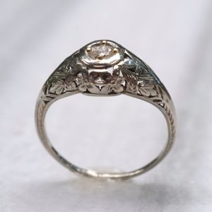 White Gold Edwardian Floral Diamond Ring