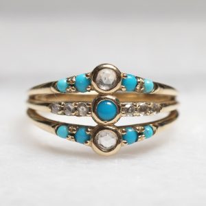 Turquoise and Diamond Harem Ring