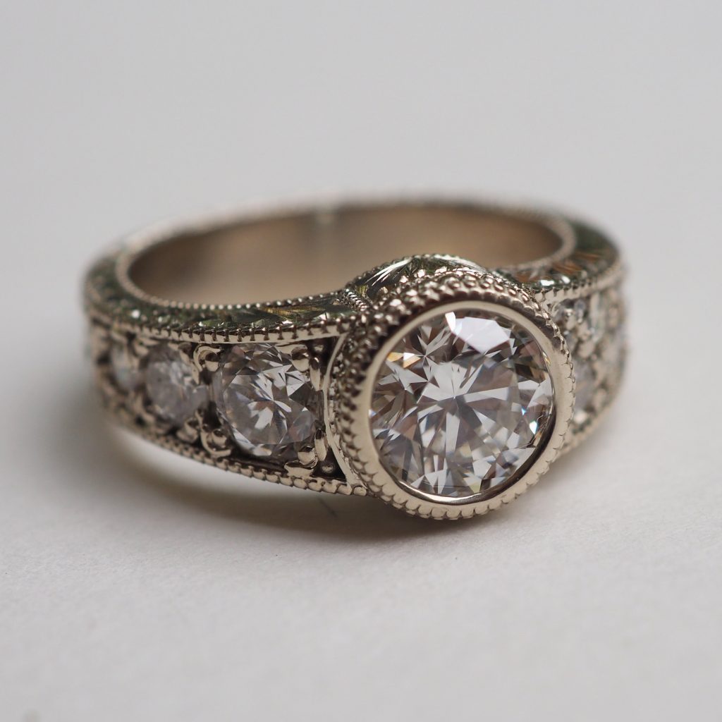 Hand Engraved Diamond Statement Ring The Antiquarian