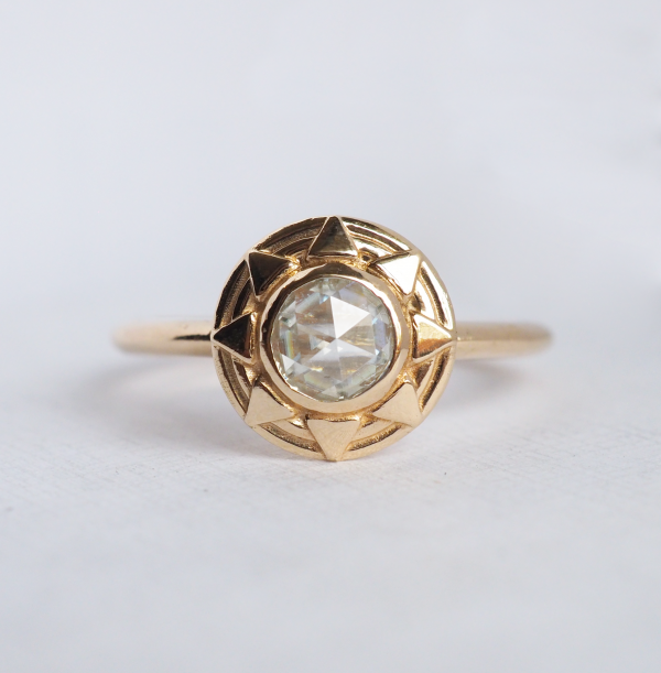 rose-cut diamond sun ring