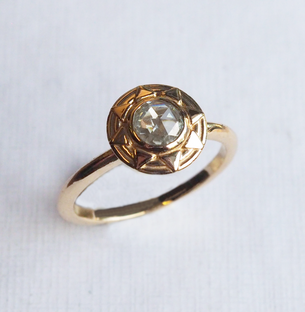 rose-cut diamond sun ring