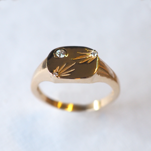 Solid Gold Star Signet Ring