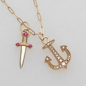 Pave diamond anchor charm