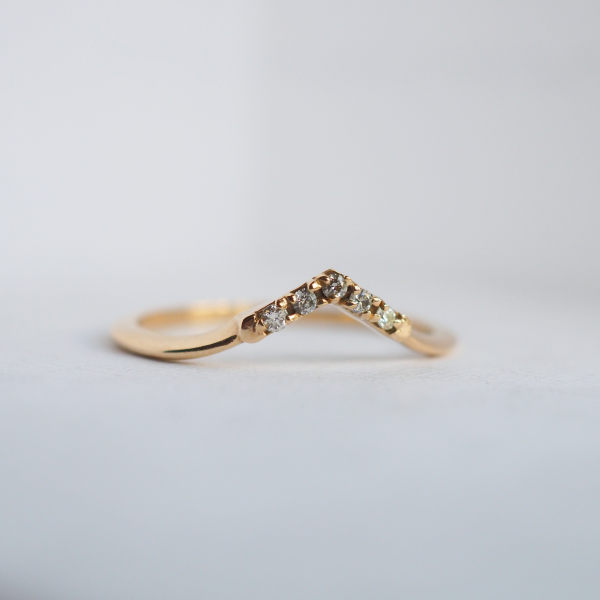 gold chevron diamond ring