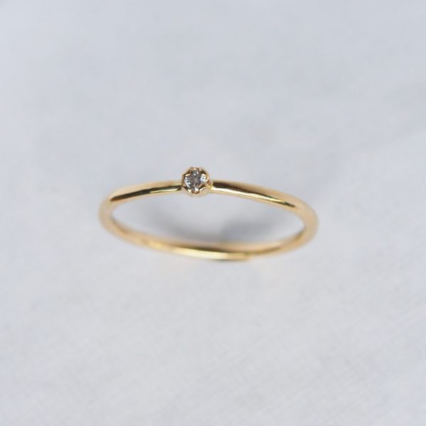 gold mini solitaire diamond ring