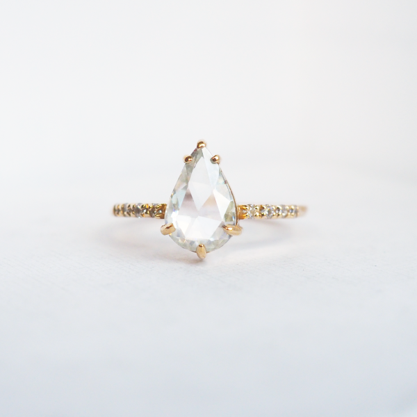 rose-cut pear engagement ring
