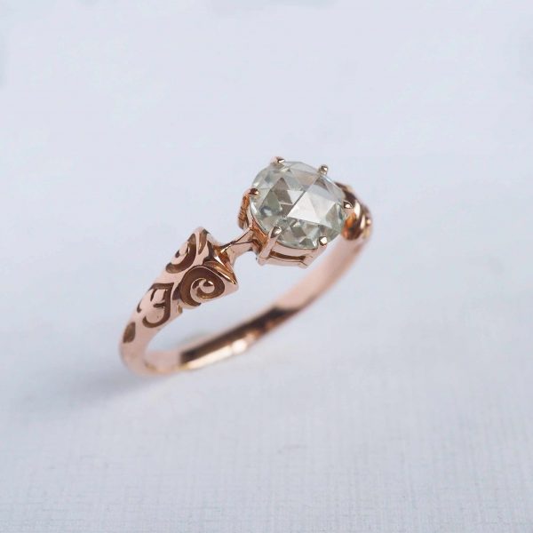 rose-cut diamond engagement ring