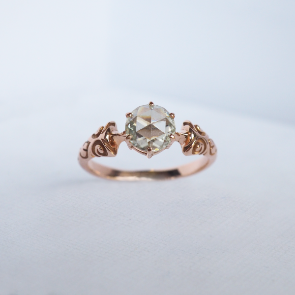 rose-cut diamond engagement ring rose gold
