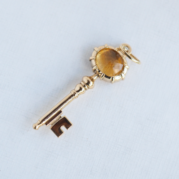 citrine gold key charm