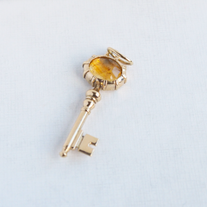 citrine and gold key charm