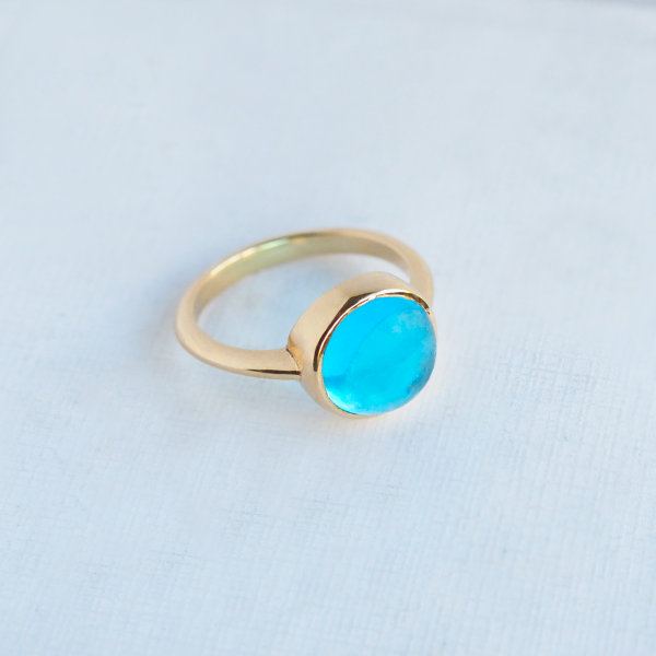gold blue topaz ring